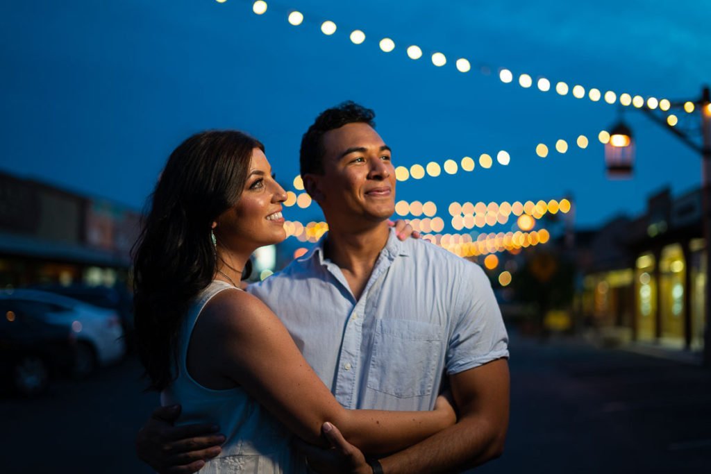 Engagement Photography of couple in Scottsdale at twilight.